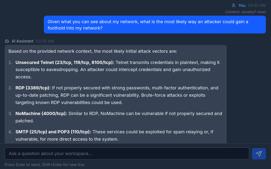 Hawkra AI assistant providing context-aware security analysis and remediation guidance